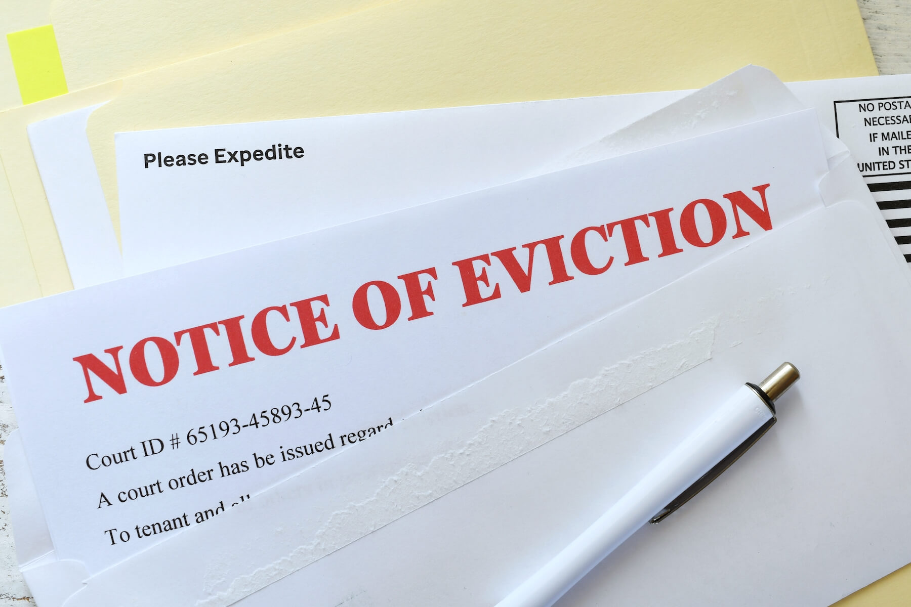 notice of eviction in red in an envelope that came 2021 09 01 11 15 17 utc